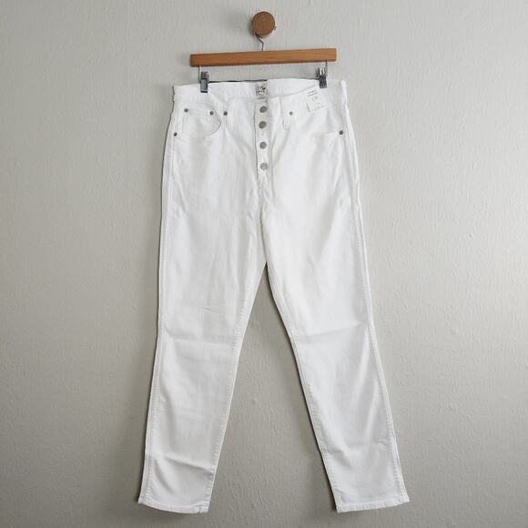 NEW J. Crew White Denim Vintage Straight Leg High Waisted Jeans - Picture 1 of 10